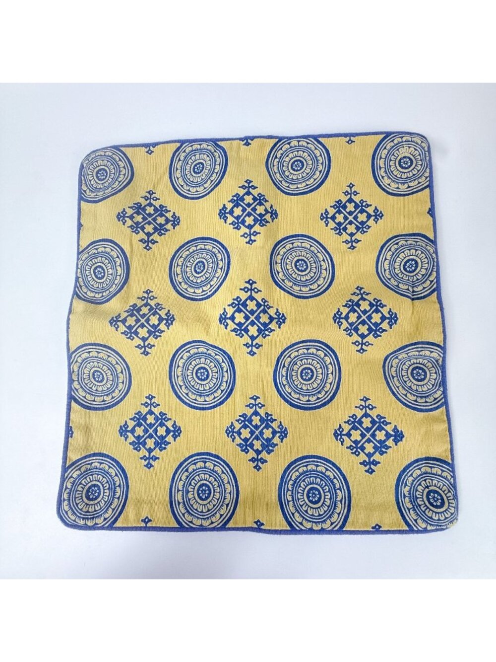 Dhukuti Blue Yellow Foulard Print Handmade Decorative Pillow Cover Nepal